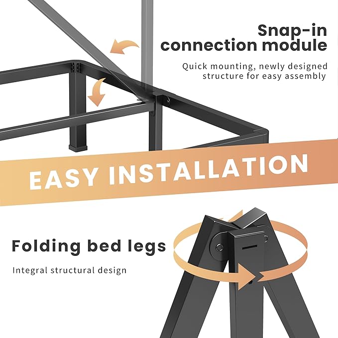 14 Inch California King Heavy Duty 3500 lbs Bed Frame with Round-Corner Legs & Anti-Squeak Design – Quick Assembly Metal Platform, No Box Spring Needed