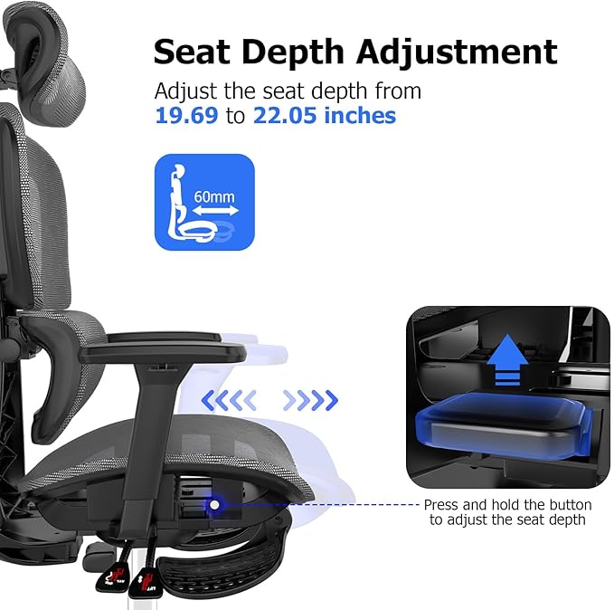 Ergonomic Mesh Office Chair with 3D Adjustable Armrest,High Back Desk Computer Chair Ergo3d Ergonomic Chairs with Wheels for Home & Office Darkgrey