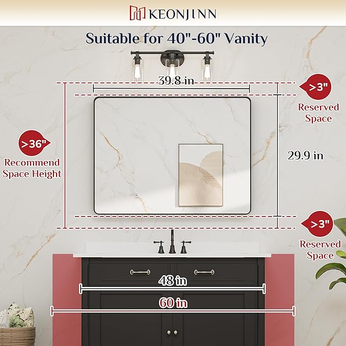 Keonjinn Brushed Nickel Mirror 40 x 30 Inch Large Silver Bathroom Mirror for Over Sink, Rounded Rectangle Farmhouse Vanity Mirror with Metal Frame, HD Tempered Glass Wall Mirror(Horizontal/Vertical)