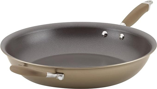 Anolon Advanced Home Hard Anodized Nonstick Frying Pan, 14.5 Inch – Large Skillet with Helper Handle, 14 Inch Nonstick Frying Pan, Durable Cookware - Bronze