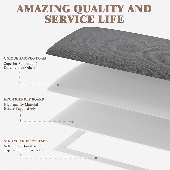 Upholstered Headboard for Queen Size Bed, Wall Mounted & Peel and Stick Headboard, Soundproof DIY Wall Panels, Fabric Tufted Head board in Modern Design for Bedroom (9 Panels, Each 23.62"x9.84"）