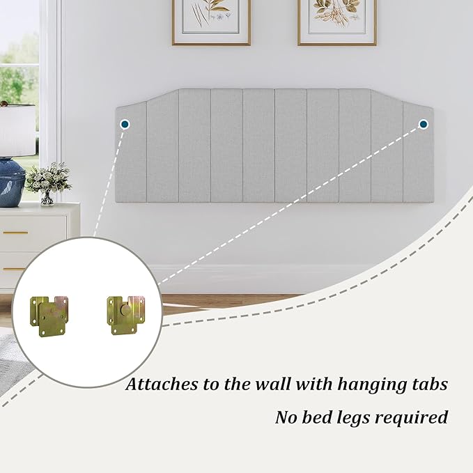 King Size Headboard Only, Linen Upholstered Headboard King/California King Size Wall Mount and Bed Frame Mount, Featuring High-Density Sponge Padding Easy Assembly Comfort Style-Linen Gray
