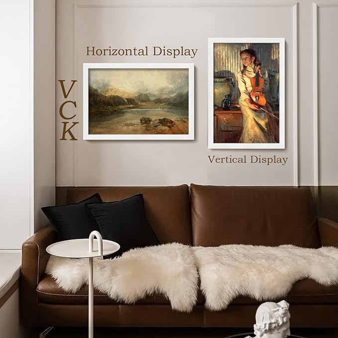 VCK 16x24 Solid Wood Poster Frames - White, Textured Exclusive Picture Frame Set of 2, Wall Hanging