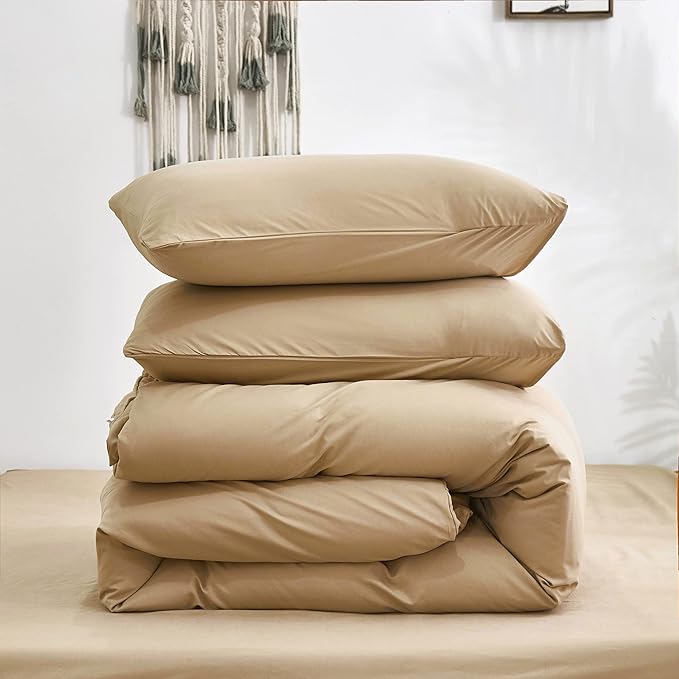 Cottonight Khaki Comforter Set King Beige Champagne Bedding Comforter Women Men Taupe Sand Color Quilts Blanket Soft Breathable Cozy Lightweight Modern Solid Dark Champagne Comforter Set All Season