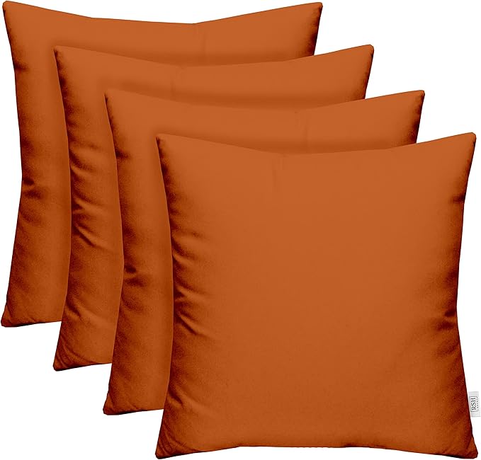 RSH DECOR: Sunbrella Square Throw Pillows Set of 4 | 24" x 24" | Water and Fade-Resistant Performance Fabric | Outdoor Pillow Covers with Down-Alternative Inserts | Canvas Tuscan