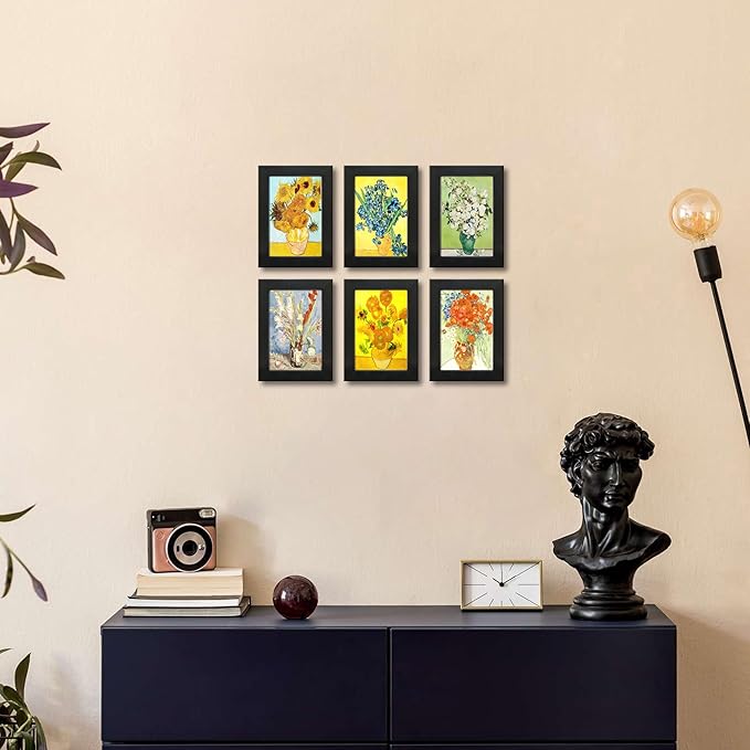 4x6 Picture Frame Set of 6 with Real Glass for Pictures 4x6 Without Mat, Wall Gallery or Tabletop display Photo Frames in Black