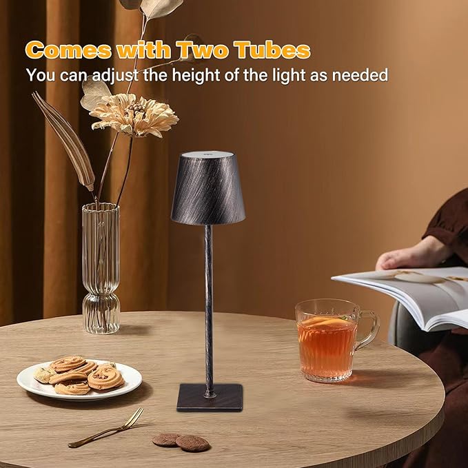 2 Pack Cordless Table Lamps, 3 Colors Stepless Dimming, 5000mAh Rechargeable Battery LED Desk Lamp for Bedroom/Couple Dinner/Desk/Cafe/Dining Room/Terrace(Antique Copper)