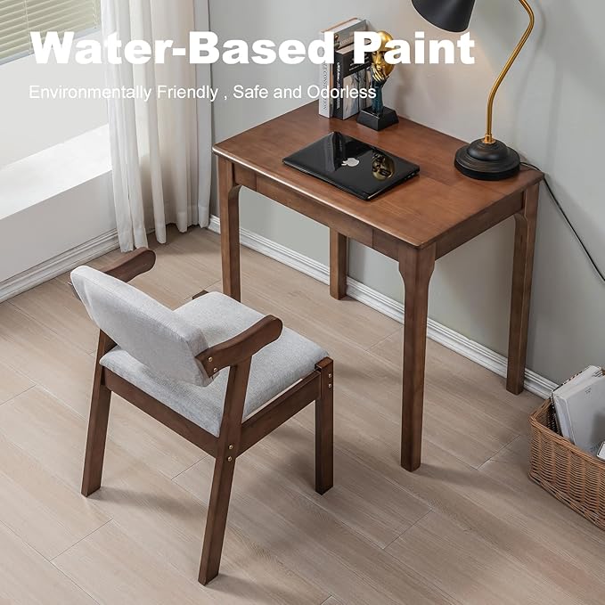 Solid Wood Desk, Gaming Study Home Office Desks for Work, Student PC Desk for Bedroom, Small Computer Desk for Small Spaces, Easy to Assemble (Walnut Color, 31inch)