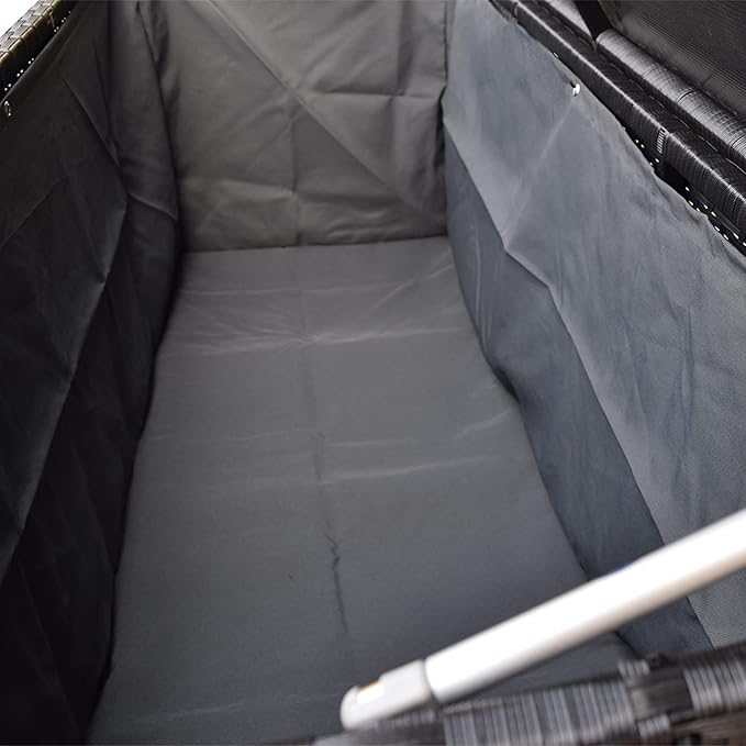 113 Gallon Outdoor Storage Box, Patio Rattan Deck Box, Wicker Storage Bench for Indoor, Outdoor, Pool, Balcony, Yard, Garden, Black