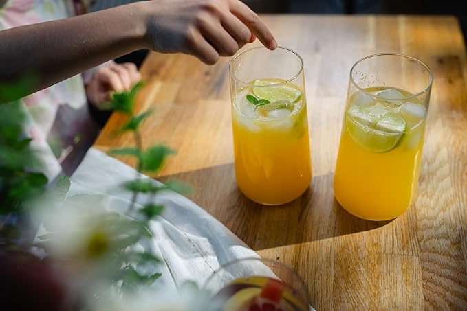 Krosno Water Glasses, Set of 4, Capacity 20 fl oz, Infinity Collection, Thin Highball Glasses,Clear Tall Glass Cups For Water, Juice, Drinks, and Cocktails, Dishwasher Safe, Made in Europe