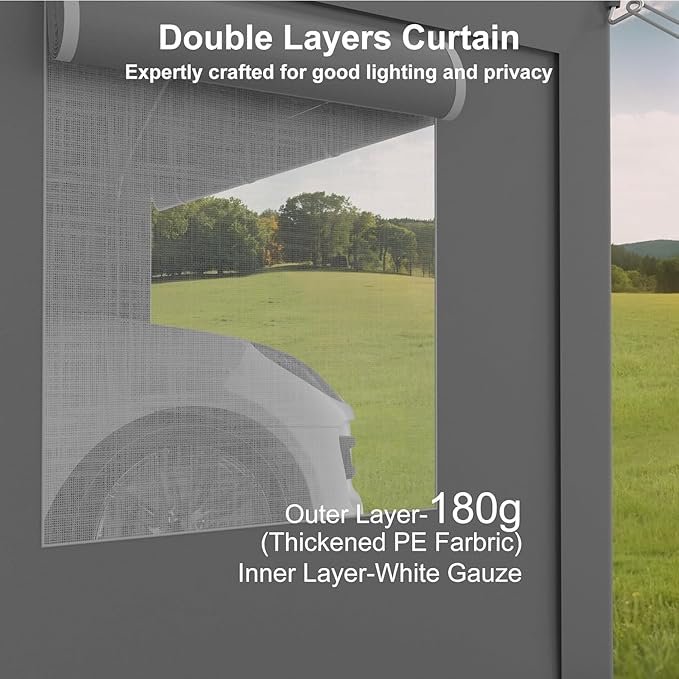 12x20ft Carport Heavy Duty, Portable Garage with 4 Doors + 4 Window, Upgraded Carport with Reinforced Steel Poles, Uv Resistant Waterproof Tarp for Car, Truck, Boat