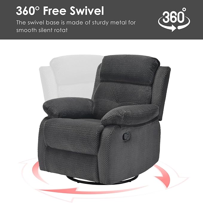 Small Rocker Swivel Recliner Chair for Adults Women for Small Spaces, Bedroom, Living Room