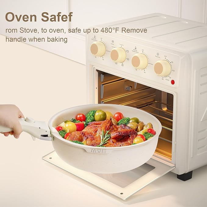 YASHE 13-Piece Pots and Pans Set, Nonstick Granite Cookware Set, Detachable Handle Pots and Pans, PFAS and PFOA-Free, Easy Clean Kitchen Cookware Set, Eco-friendly, Perfect for RV and kitchen use