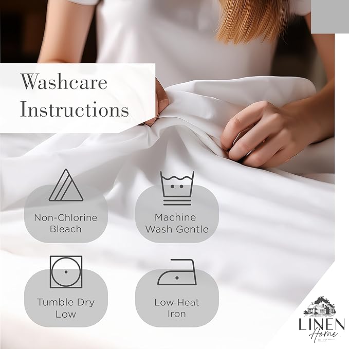 Linen Home 100% Cotton Printed Percale Sheets King Size, Deep Pocket, 4 Pieces Set - 1 Flat, 1 Deep Pocket Fitted Sheet and 2 Pillowcases, Crisp Cool and Strong Bed Linen, Grey Silhouette Floral