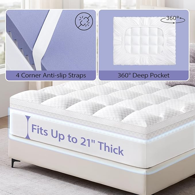 downluxe 5 Inch Twin Memory Foam Mattress Topper Pro Dual Layer 3 Inch Cooling Gel Egg Crate Memory Foam Plus 2 Inch Pillow Top Medium Firm with Deep Pocket