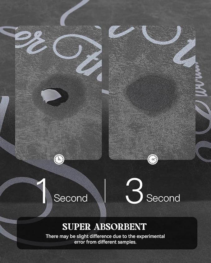 MontVoo -Bath Mat Rug- Non Slip Quick Dry Absorbent Thin Bathroom Rugs Fit Under Door-Faux Suede Surface Bathroom Floor Mats-Shower Rug for in Front of Bathtub Shower 17 X27.5 Dark Grey Text Pattern