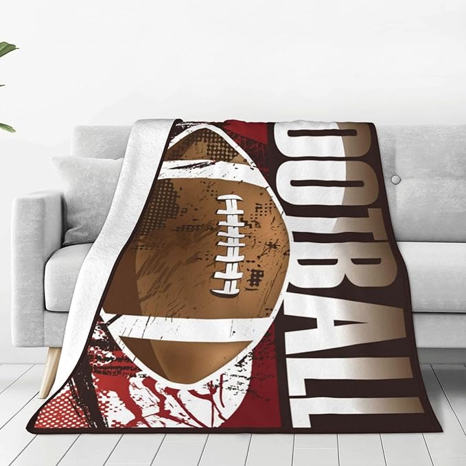 Football Blanket Sprots Gifts Throw Blankets Cozy Fleece Flannel Blanket Soft Warm Plush Bedding Football Stuff Room Decor Gift for Boys Girls Men Women Teens for Couch Sofa Bed 60"X80"