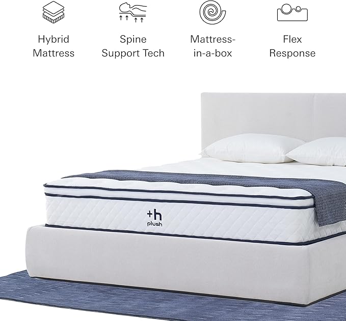 Plush Dream Queen Mattress 12 Inch Hybrid Pocketed Springs - Mattress in a Box with Memory Foam, Soft Plush Feel, Motion Isolation, Multi-Zone Spinal Support