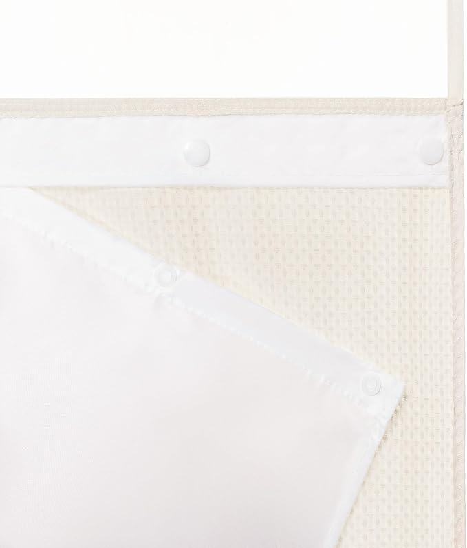 River Dream Stall Heavyweight No Hooks Required Dotted Waffle Weave Shower Curtain with Snap in Liner - 36W x 74H,Hotel Grade,Spa Like Bath Curtain,Graphite Cream