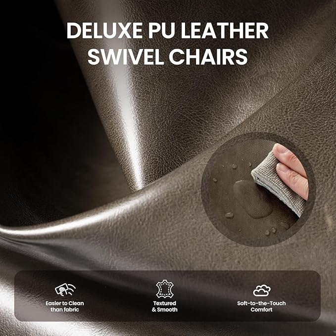 COLAMY 360° Swivel Accent Chair with Pillow, Leather Living Room Armchair No-Sag Foam & Sturdy Metal Base, Fully Assembled Swivel Accent Single Sofa for Bedroom Living Room, Reading Room, Wolf Grey