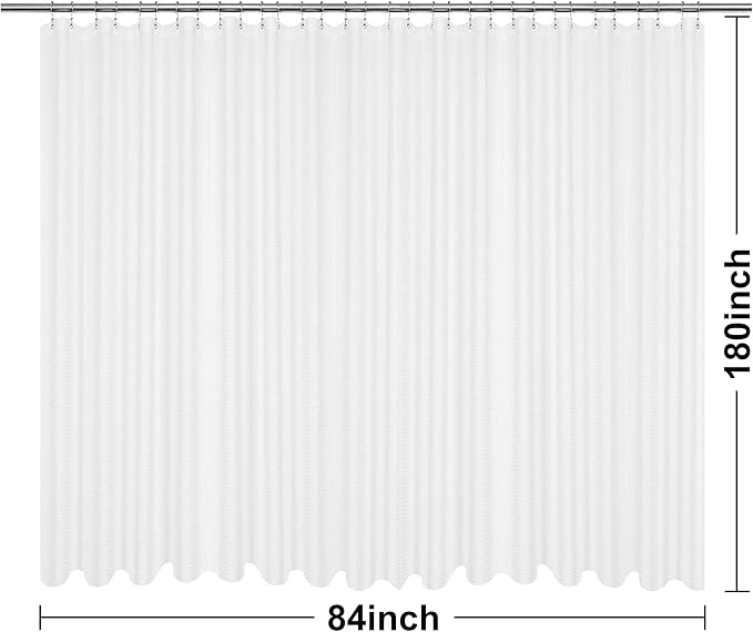 Barossa Design Waffle Weave Clawfoot Tub Shower Curtain 180 x 84 Inch Wrap Around - Extra Long & Extra Wide, Heavyweight Fabric, Washable, Water Repellent, with 36 Hooks Set, White, 180x84