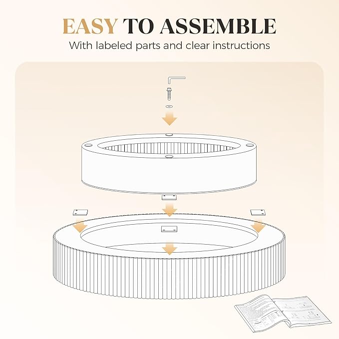 Oval Wood Coffee Table, Modern Fluted Coffee Table for Living Room, Veneer Handcrafted Relief 43.7" Olive-Shaped Tea Table with Sturdy Pedestal，Easy Assembly - Natural