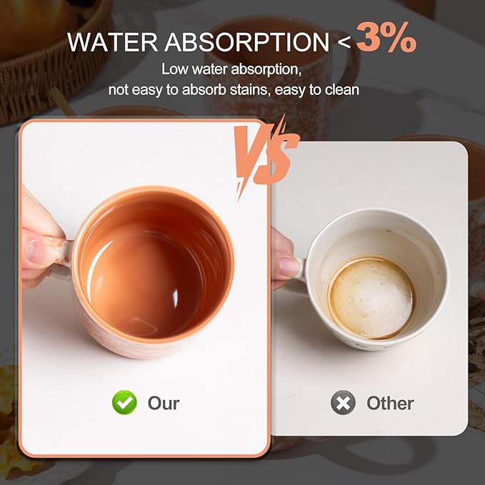 MONITO 12 OZ Coffee Mugs Set of 4, Ceramic Coffee Mugs,Modern Coffee Mugs Set with handle for Tea/Latte/Cappuccino/Milk/Cocoa. (Orange, 4 Count（Pack of 1)