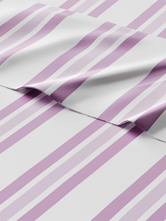 Kids Pink Stripes Queen 4 Piece Sheet Set - Boys, Girls, Teens, Toddler - Easy Fit, Deep Pockets - Breathable, Hotel Quality Sheets - Machine Washable - Wrinkle Free - Cute, Cozy & Soft - CGK Linens