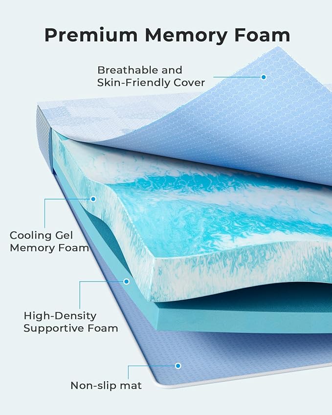 PERLECARE Firm Mattress Topper King - 3 Inch Cooling Memory Foam Bed Topper for Pressure Relief, Soft and Supportive, Non-Slip Design, Removable and Washable Cover, CertiPUR-US Certified