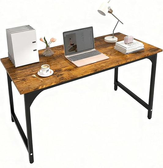 Computer Desk, 47 Inch Home Office Desks, Office Desk for Gaming Writing Study Work, Study Table with Large Legroom, Computer Desk with Metal Frame, Modern Simple Home Office Desk for Bedroom
