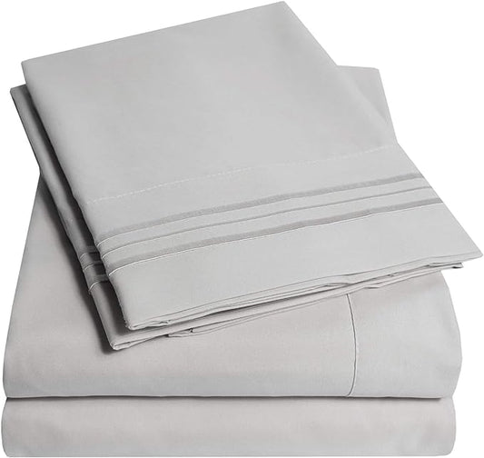 1500 Supreme Collection Extra Soft RV Short Queen Sheets Set, Silver - Luxury Bed Sheets Set with Deep Pocket Wrinkle Free Hypoallergenic Bedding, Over 40 Colors, RV Short Queen Size, Silver