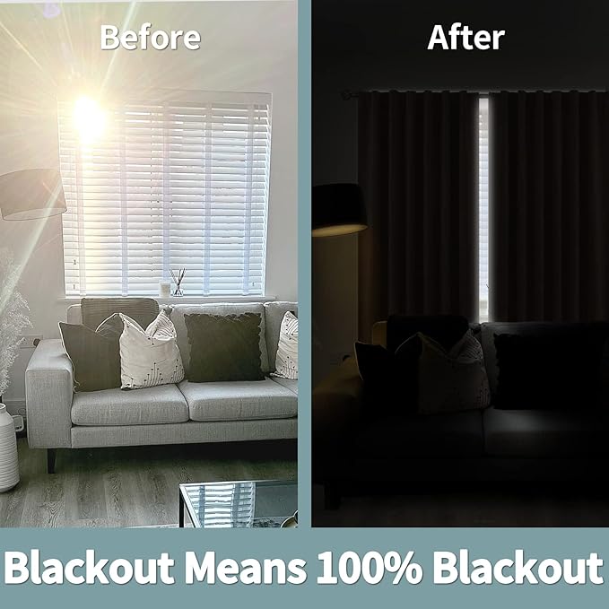 BGment Full Blackout Curtains with Thermal Insulation Liner Curtains 90 Inches Long, Rod Pocket and Back Tab Double Layer Room Darkening Window Curtain for Bedroom(52 x 90 Inch, 2 Panels, Taupe)