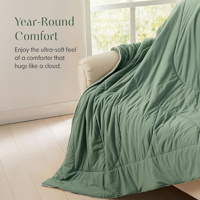 Springtree Home Luxury Viscose from Bamboo Blanket & Comforter | Viscose from Bamboo Twin Size Blanket- 60" x 90" | Cooling Blanket & Comforter | Breathable & Lightweight | Twin - Lily Pad Green