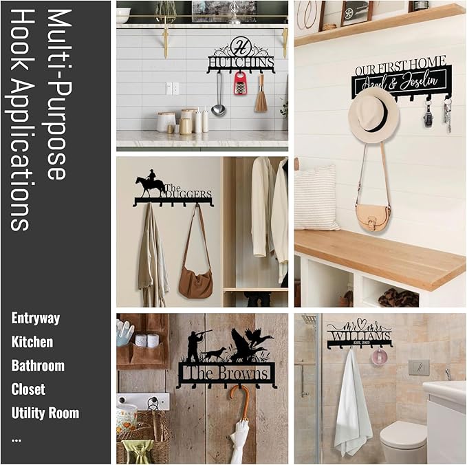 NIWAHO Salmon Fish Key Holder with Personalized Name - Custom Metal Wall Mounted Hook Rack for Entryway, Kitchen, Rustic Cabin Decor