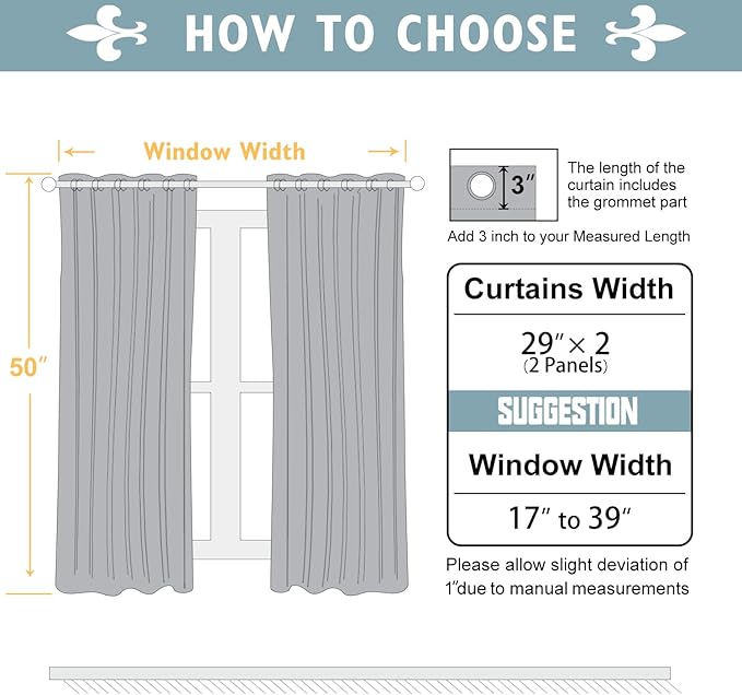 ChrisDowa Small Window Curtains 50 inches Long for Bedroom - Grommet Short Thermal Insulated Room Darkening Curtains for Kitchen (2 Panels, Brown, 29 x 50 Inch)