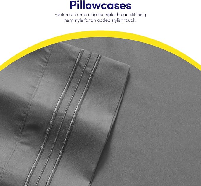 1500 Supreme Collection Extra Soft RV Short Queen Sheets Set, Gray - Luxury Bed Sheets Set with Deep Pocket Wrinkle Free Hypoallergenic Bedding, Over 40 Colors, RV Short Queen Size, Gray