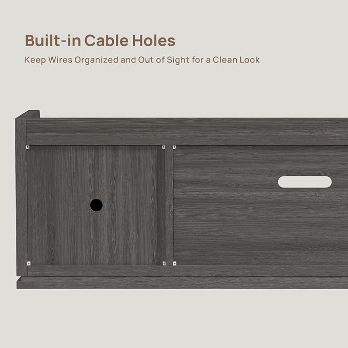 SICOTAS TV Stand Entertainment Center - 67" TV Console for Living Room Modern TV Stand for Bedroom, Media Console with Shelf and Cabinet, Entertainment Stand for TVs up to 65 75 Inch(Dark Grey Oak)