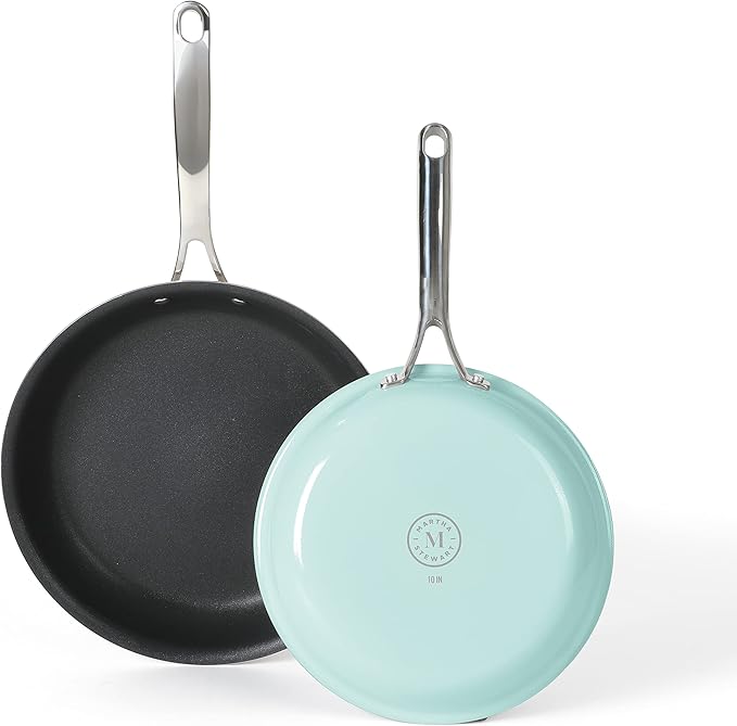 Martha Stewart Lockton 2 Piece 10" & 12" Heavy Gauge Aluminum Premium Nonstick Fry Pan Set - Martha Blue