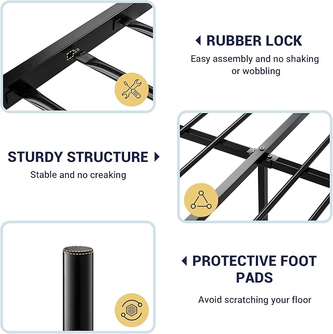 Allewie 14 Inch Full Size Metal Platform Bed Frame with Headboard and Footboard, Underbed Storage, Strong Metal Slats Support, Mattress Foundation, No Box Spring Needed, Easy Assembly, Black