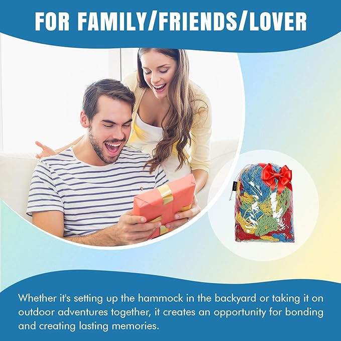 HappyPicnic Handwoven Mayan Hammock - Portable Family Hammock with Carry Bag Matrimonial Size Multi-Color Handmade Hammock for Travel Camping Backyard, Porch, Outdoor or Indoor Use (Colorful)