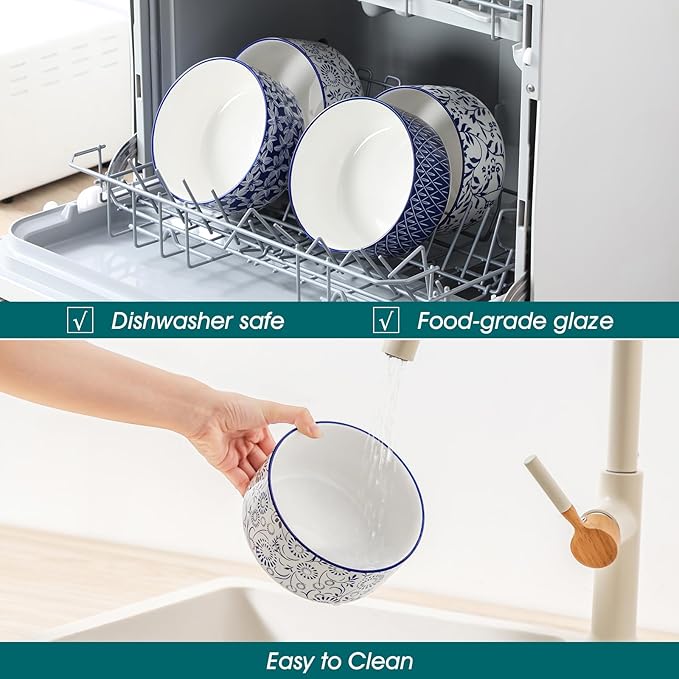 vancasso 36 Oz Mixing Bowls with Lids Set of 4,Ceramic Serving Bowls,Porcelain Bowls with Lids for Food Storage, Mixing Bowls for Kitchen, Microwave & Dishwasher Safe,Series SELENE (4PCS)