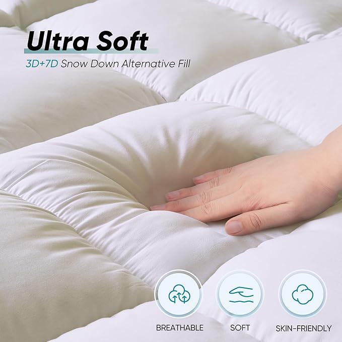 Memory Foam Mattress Topper Queen Size, Dual Layer 4 Inch Mattress Pad,2 Inch Gel Memory Foam Plus 2 Inch Pillow Top Cover with 8-21 Inch Deep Pocket