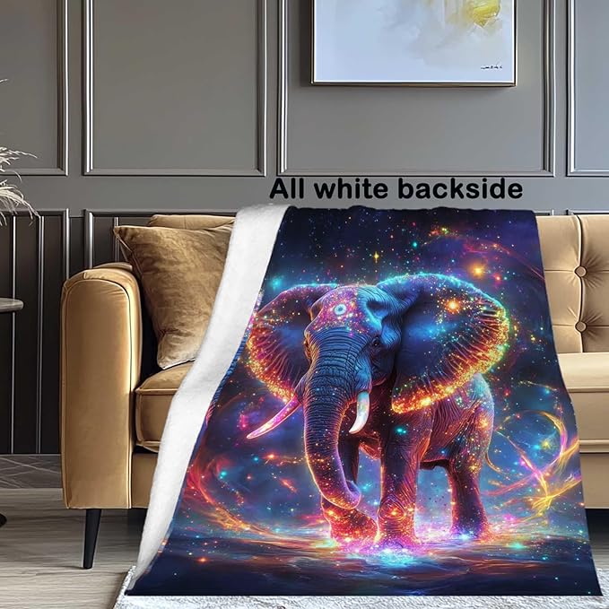 Elephant Throw Blanket, Elephant Gifts for Women Men Adults, Soft Fleece Animal Blanket for Cozy Bedroom, Living Room Deor, 50x60 Inches