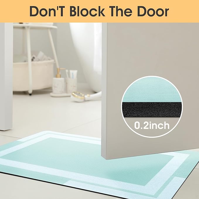 ACCUMTEK Ultra Thin Bath Mats Fit Under Door 3 Piece, Upgrade Backing Non Slip Bath Mat, Quick Dry Absorbent Bath Mat, Machine Washable Bathroom Rugs for Bathroom Floor, Bathtub, Kitchen, Sage Green