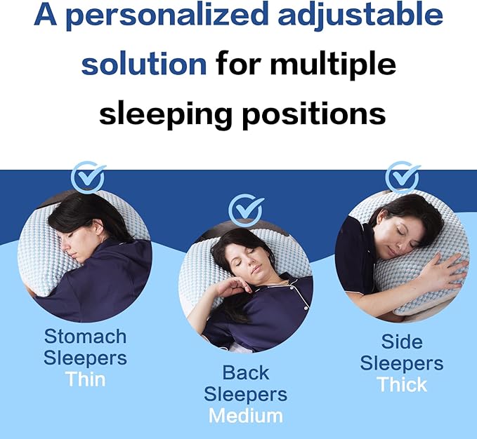 EASELAND Firm Pillow Shredded Memory Foam(Adjustable Loft), Cooling Breathable for Sleeping King Size 2 Pack