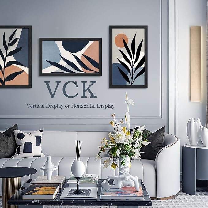 VCK 14x24 Picture Frame Set of 2, Black Solid Wood Poster Frames, Textured Exclusive Wall Gallery Frame