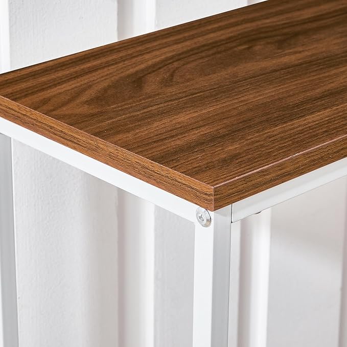HOOBRO Narrow Console Table, 29.5" Small Entryway Table, Thin Sofa Table, Side Table, Display Table, for Hallway, Bedroom, Living Room, Foyer, White and Walnut WH75XG01