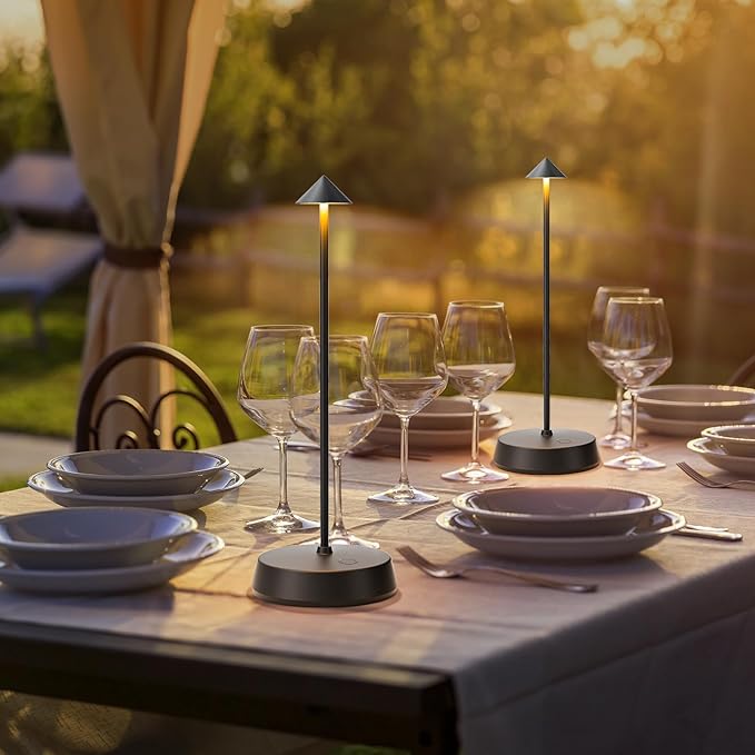 Cordless Table Lamp Rechargeable, Battery Operated 6000mAh Desk Lamp Touch Dimmable Lamp Outdoor Waterproof Portable Wireless Table Light, Small Table Lamp for Restaurant Bar/Outdoor(Black)