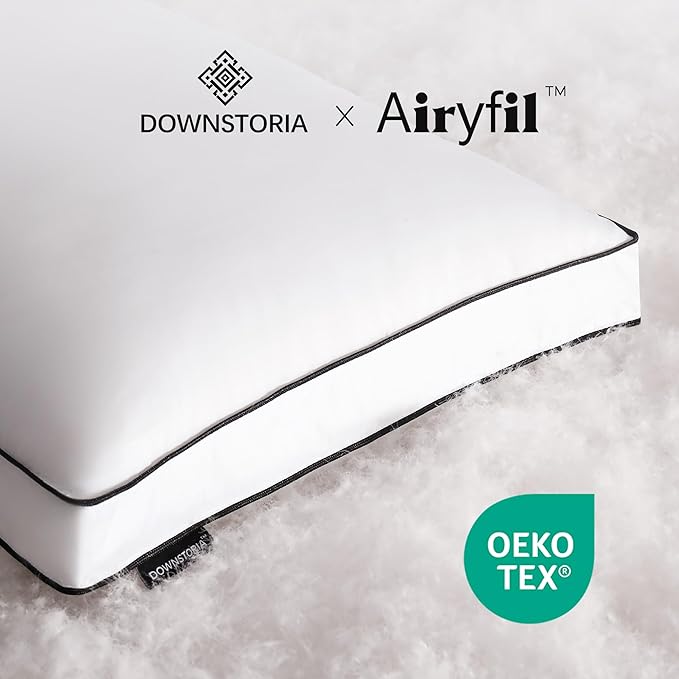 Feather Down Pillows King Size Set of 2 with Gusset, Luxury Hotel Collection Bed Pillow 2 Pack, Down Surrounded Pillows for Sleeping, Soft Fluffy for Side, Back Sleepers 20x36 in.