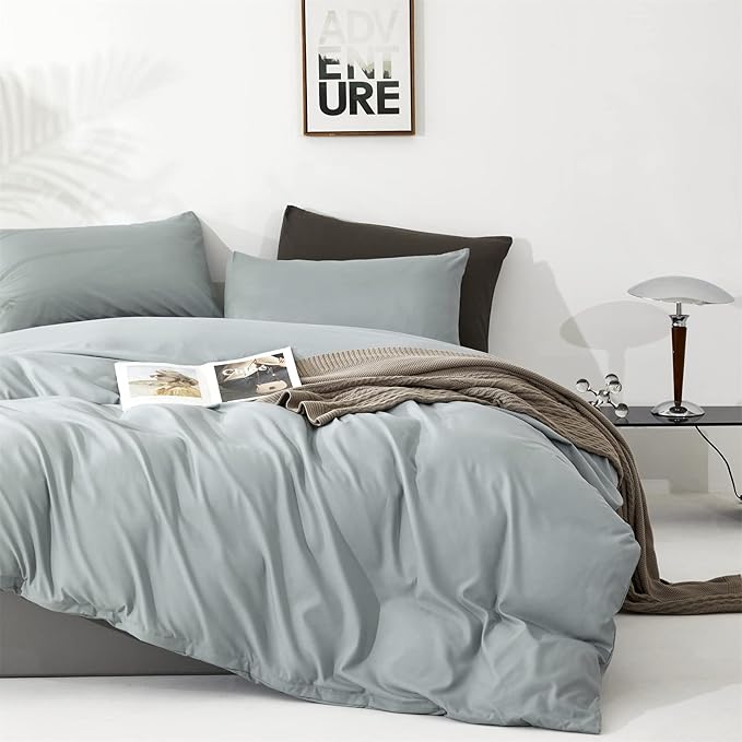 Cottonight Cal King Blue Comforter Set Light Blue Bedding Set California King Solid Blanket Quilts Modern Soft Breathable Baby Blue 3 Piece Comforter Set